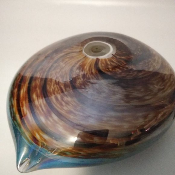 Hand Blown Glass Heart Paperweight Multi Color Swirl Glitter Spiral Center Heavy - Picture 11 of 11